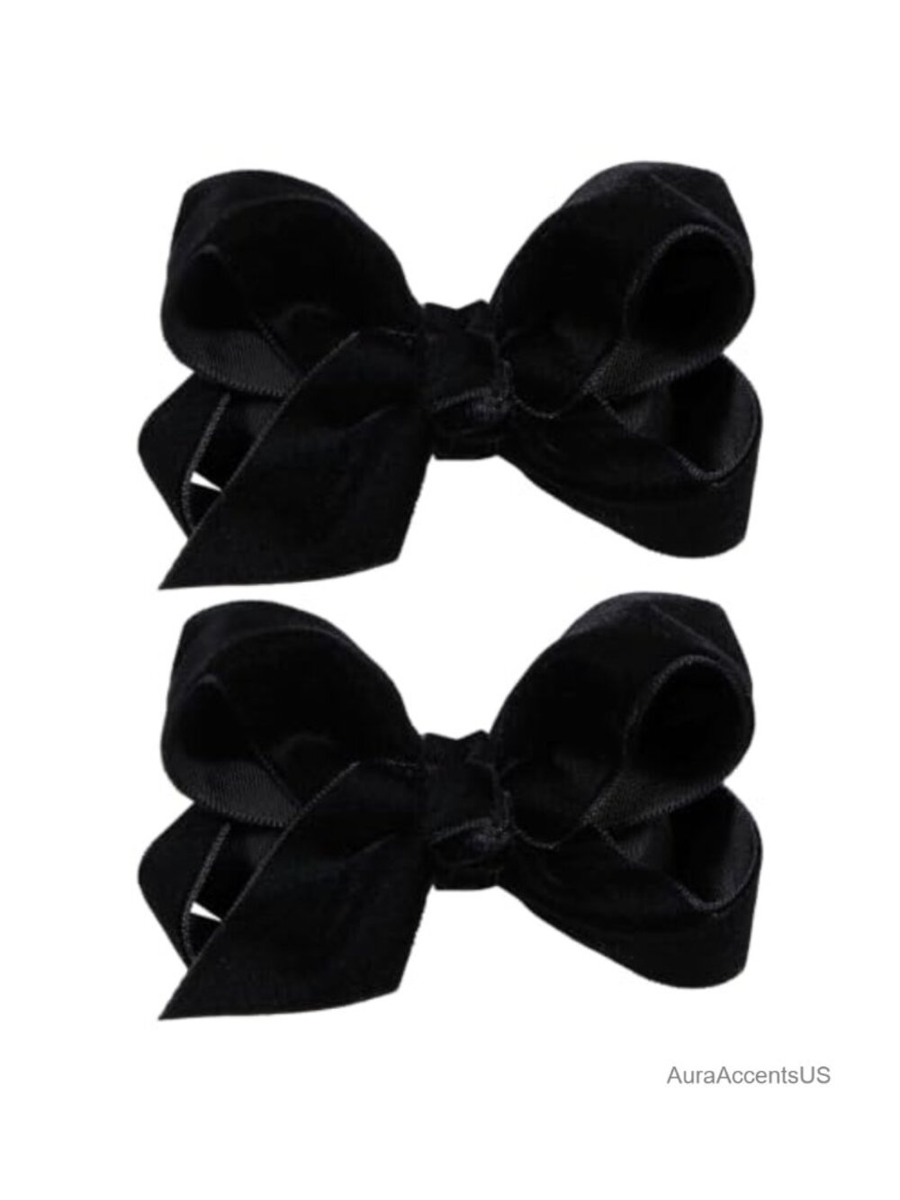 Velvet Ribbon Hair Bow Clips Set of 2 Non-Slip Alligator Clips